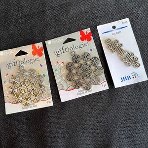 Antique Spiral Tribal Metal Pendants and Clasp DIY Jewelry Sewing Bellydance